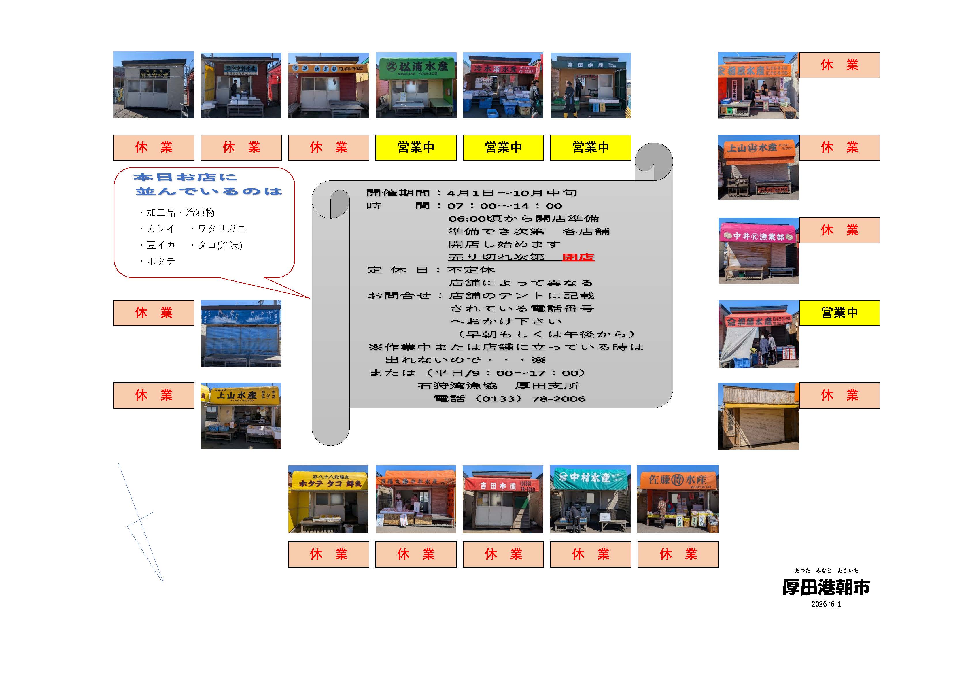 厚田港朝市開店情報