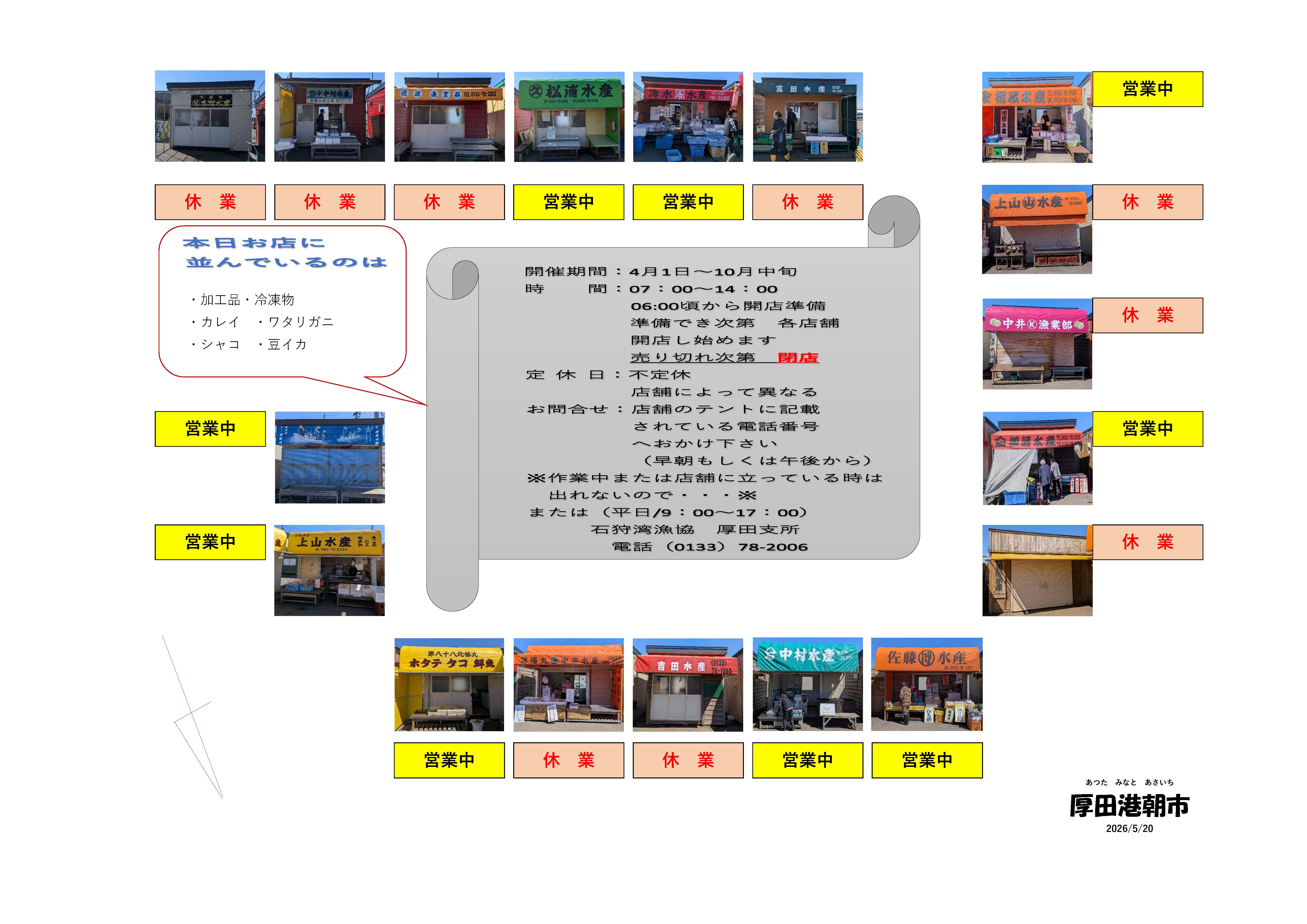 厚田港朝市開店情報