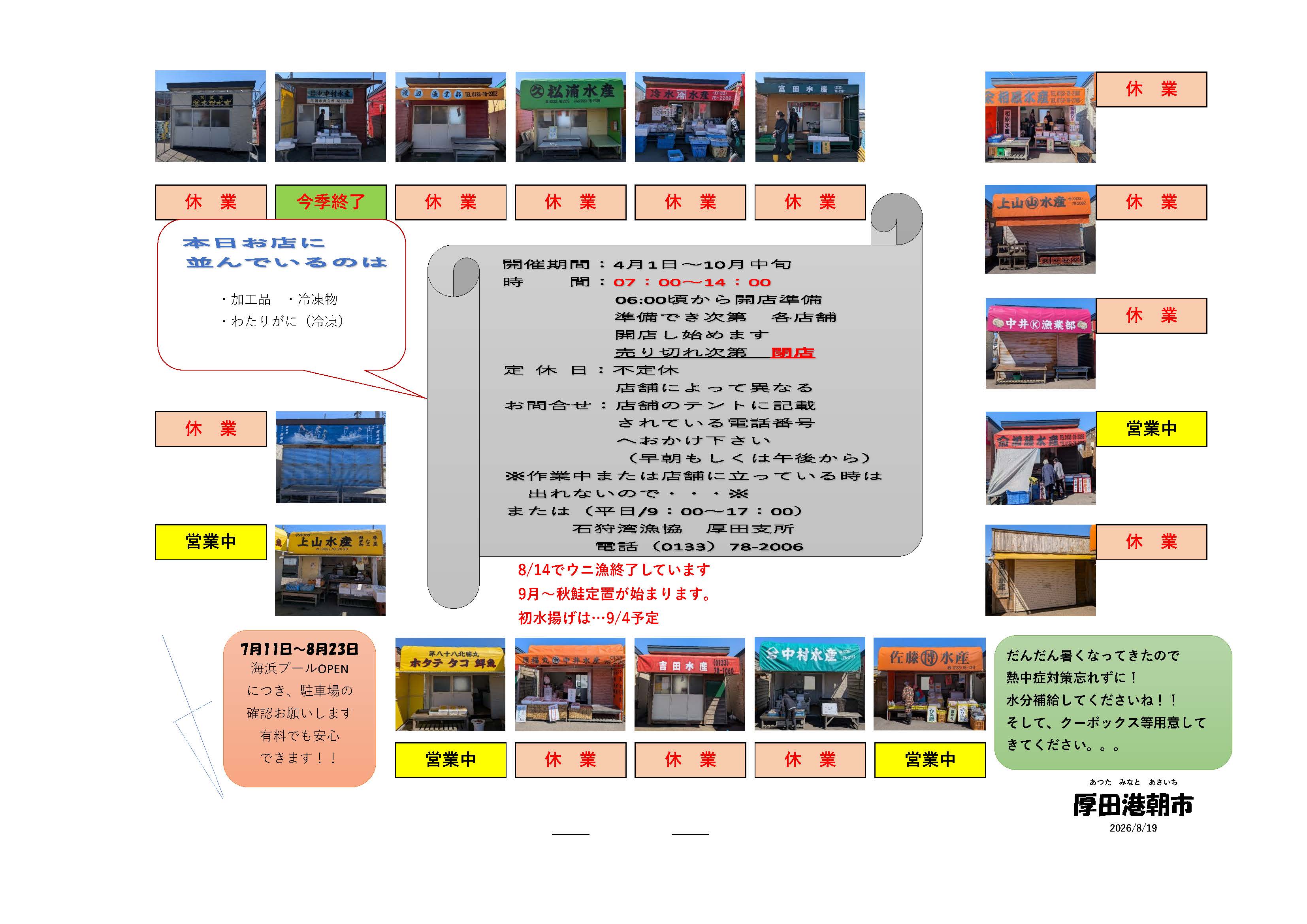 厚田港朝市開店情報